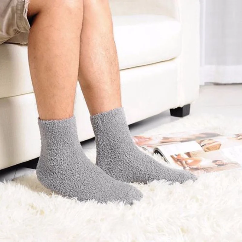 Winter Warm Thicken Fluffy Unisex Coral Velvet Towel Socks Men Soft Elastic Thermal Cozy Floor Sleeping Socken Dropshipping