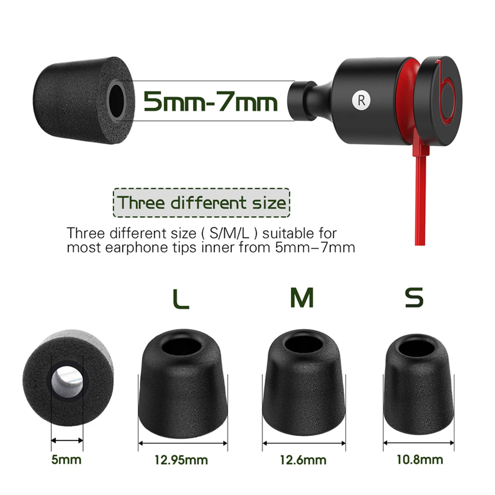 أطراف إسفنجية متوافقة مع سدادات أذن عازلة للضوضاء، تجربة موسيقية محسنة، أغطية أذن مدمجة وخفيفة الوزن لسماعات الأذن