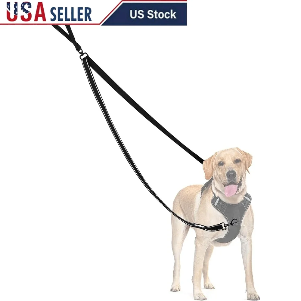 

Reflective Two Point Control Dog Leash No Pull Training Lead Soft Padded Handle Comfortable Walking Harness Compatible