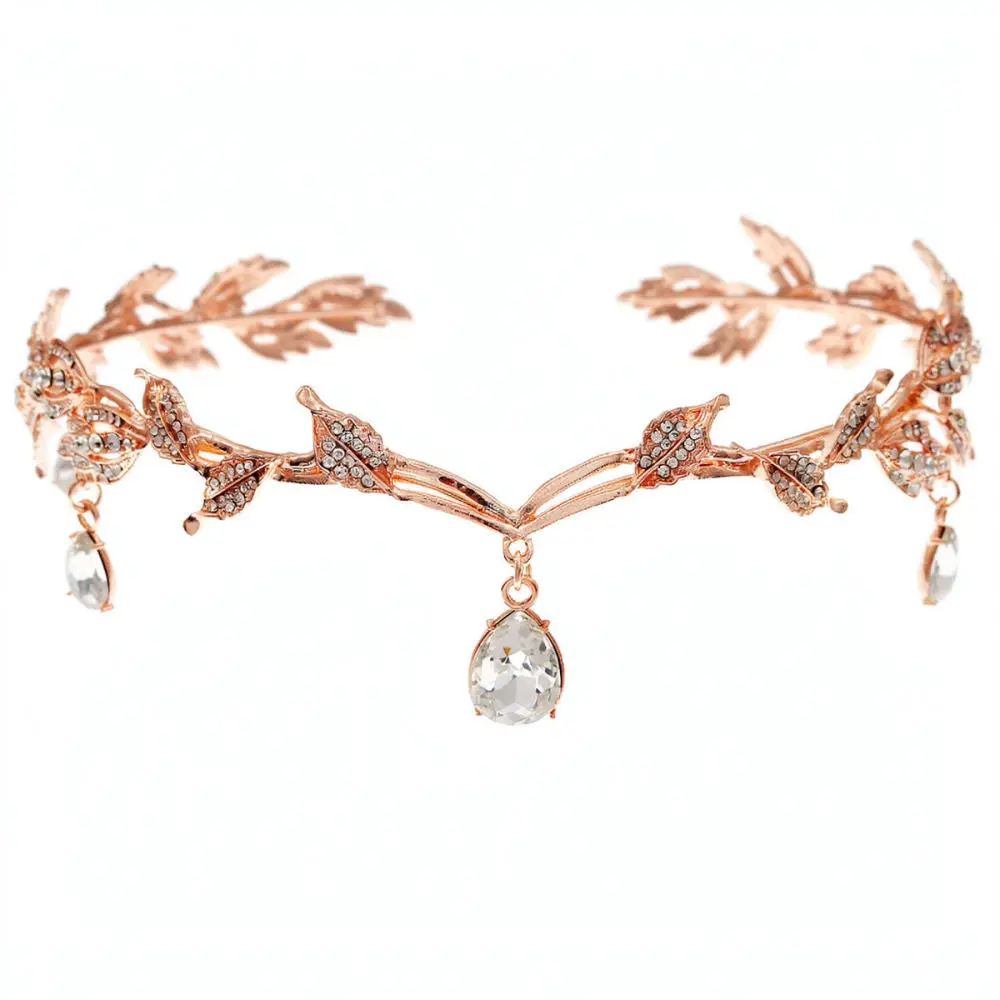 Graceful Rhinestone Forehead Piece For Miallo Forest Nature Style Alloy Headband Wedding Bridal Jewelry Party Crown
