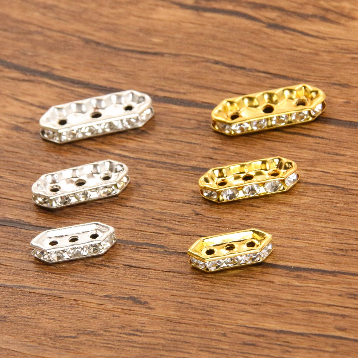 50Pcs 3 Size 2 Color Wholesale Rectangle Bead Charms Porous Connector For DIY Necklace Bracelets Jewelry Handmade Making