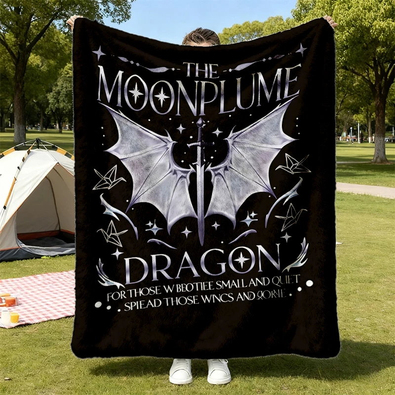 Dragon Moonplume Flannel Blanket, When The Moon Hatched Flannel Throw