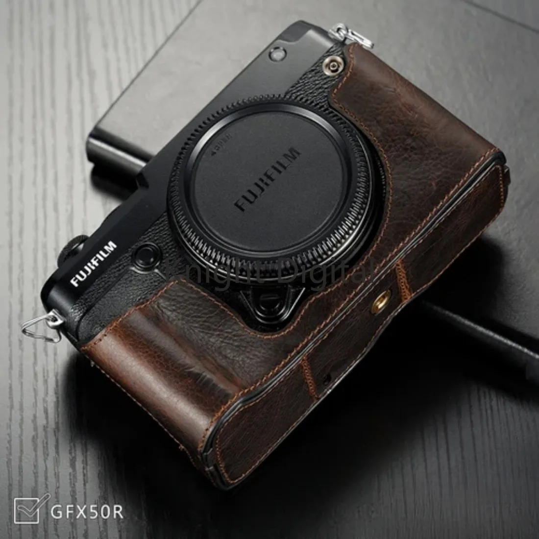 Genuine Cowhide Leather Camera Half Case Bag For Fujifilm GFX50S GFX50SII GFX50R GFX100SProtective Bodysuit