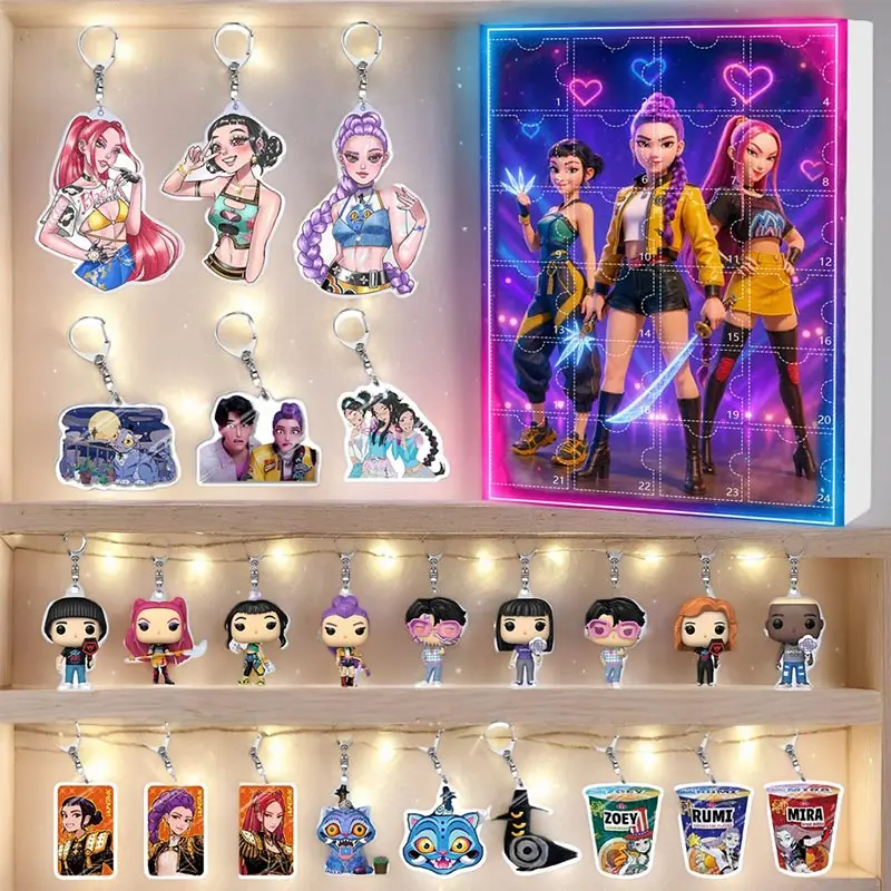 Nouveau calendrier de l'avent Demon Hunters Kpop, thème Kpop, compte à rebours de noël, calendrier de l'avent, cadeau de 24 jours pour filles, cadeaux de noël