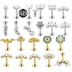ASTM F136 G23 Titanium 16G Snake Bee Feather Drop Opal Internal Thread Labret Piercing Crown Flower Cross Daith Conch Earring