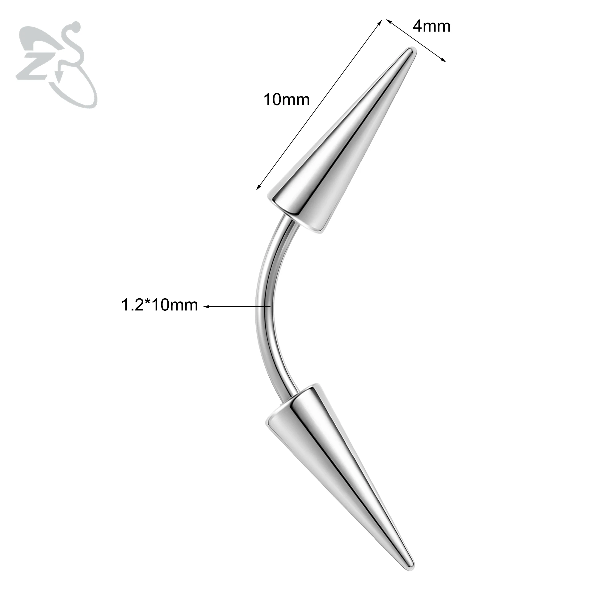 16G Stainless Steel Spike Eyebrow Ring, Unisex