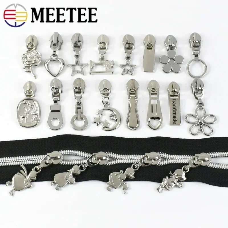 5/10/20Pcs 5# Zipper Slider Pulls for Nylon Zippers Tape Bags Shoes Zip Puller Closure Repair Kit DIY Garment Sewing Accessories