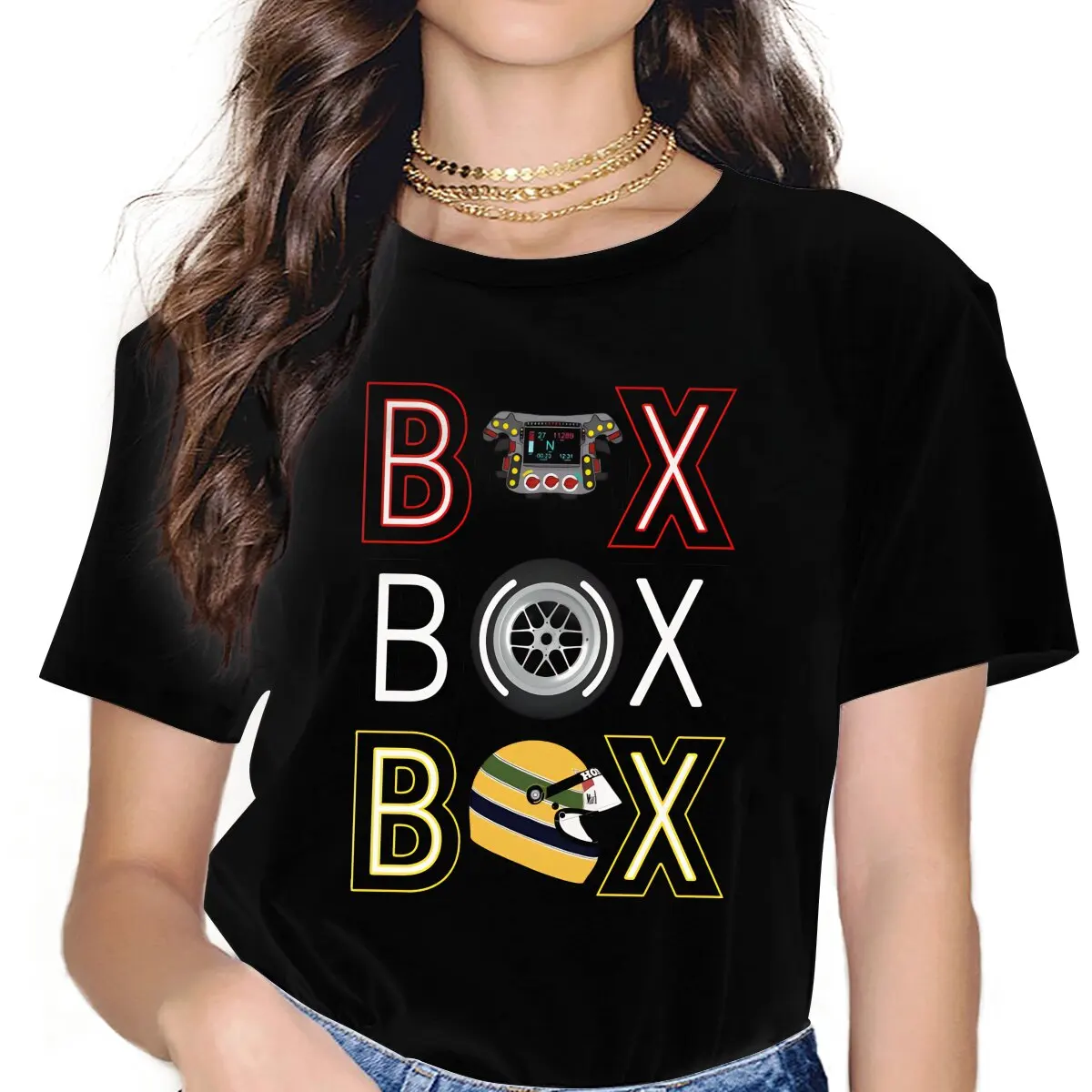 BOX BOX BOX Art Women Tshirts F1 Car Racing Grunge Vintage Female Clothing Loose Graphic Streetwear