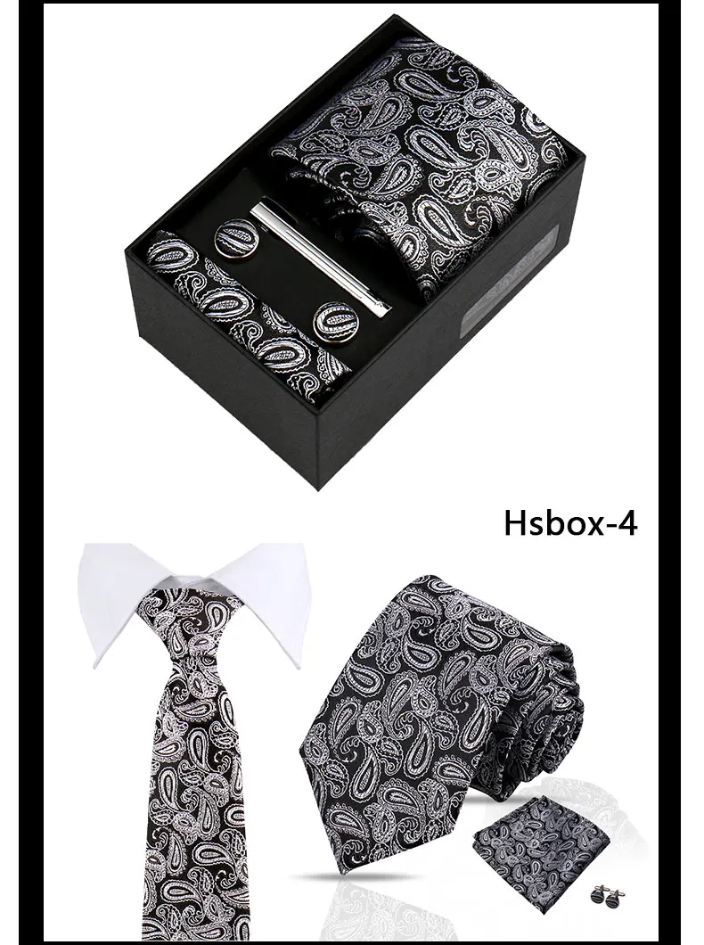 Modische Krawatten für Herren, Paisley-Krawatte, Geschenkbox-Set, originelle Geschenke für Herren, hochwertige Krawatte, Business-, Hochzeits- und Anzug-Accessoires – Detail 8