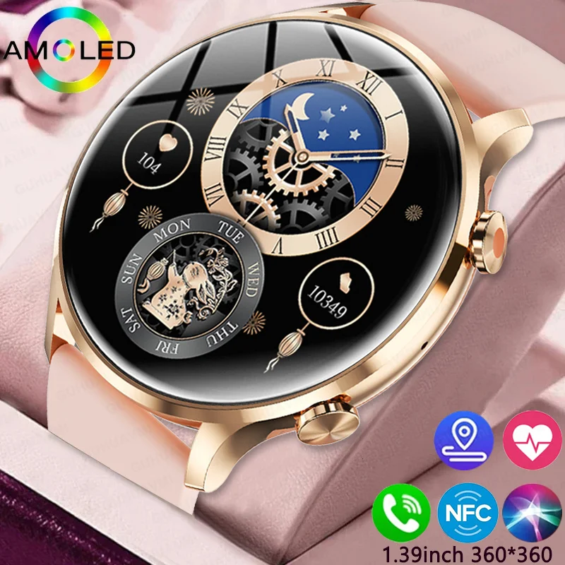 2024 New GPS Smart Watch Women 1.39 Inch AMOLED 360*360 HD Screen Sport Heart Rate Custom Dial Bluetooth Call Smartwatch Ladies