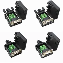 Two Row DB9-pin Solderless Connector RS232/485 Adapter Board 9P Serial Port COM Port Solderless Male and Female Plugs