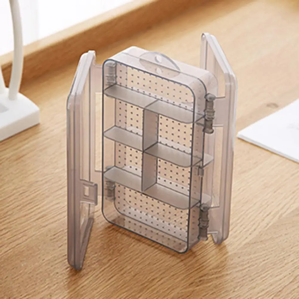 10 Grids Transparent Jewelry Organizer Box Rings Earrings Necklace Storage Pouch Double-sided Opening Lid 2 Layers Jewelry Case