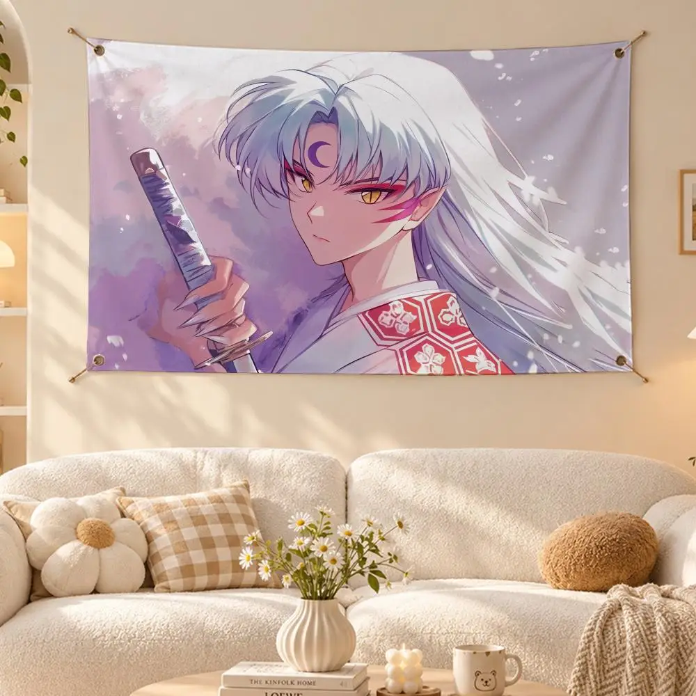 Legendary Anime Inuyasha Flags Wall Hanging Flag Banner Living Room Bedroom Home Decor HD Fabric Aesthetic