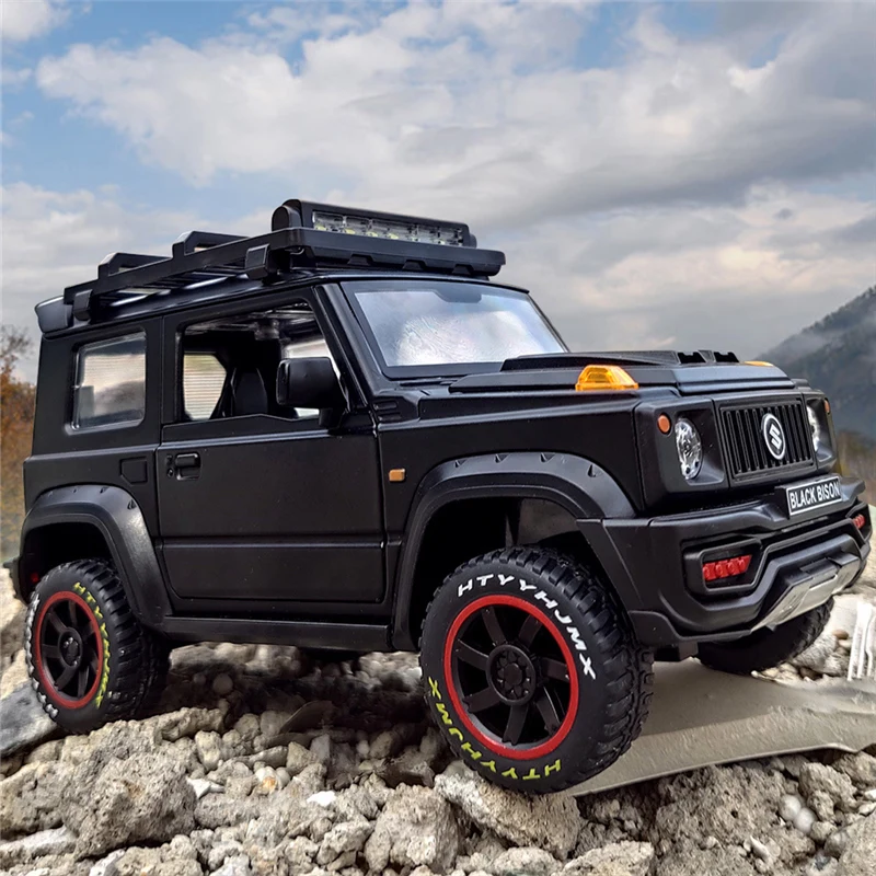 1:18 SUZUKI Jimny modello auto in lega pressofusi giocattolo in metallo fuoristrada modello auto suono e simulazione di luce giocattoli per bambini