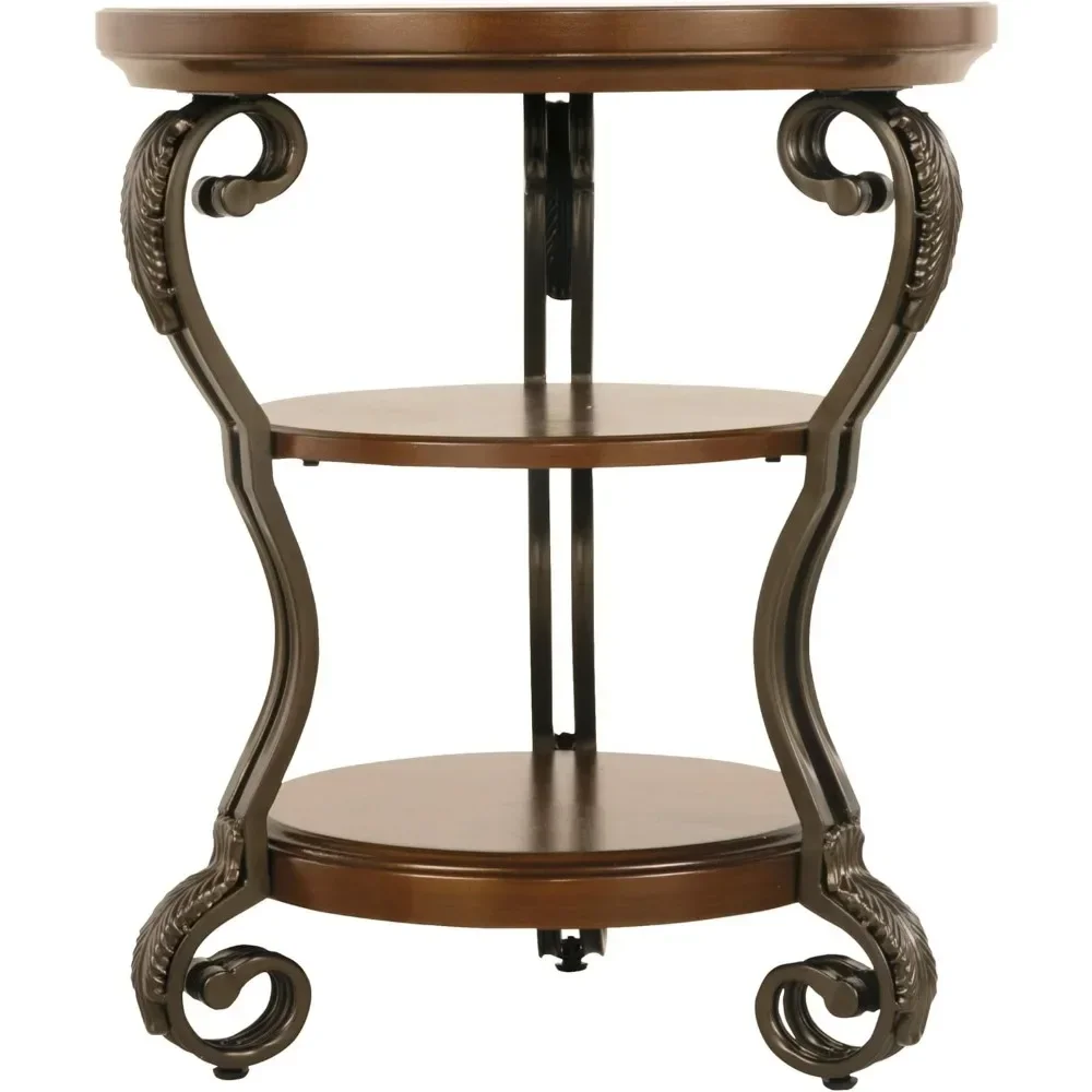 

#For Nestor Traditional Hand-Finished Chairside End Table with 2 Fixed Shelves, Dark Brown&
