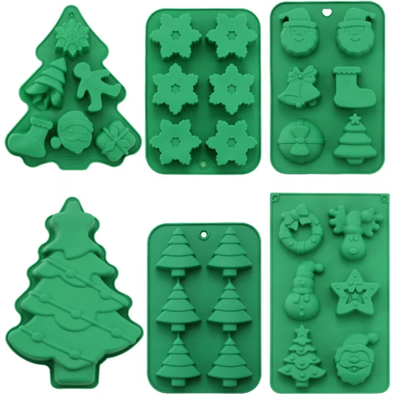 

Christmas Silicone Molds for Chocolate Candy Cake Food,Themed Treat Baking & Freezing Tray, Food Grade Holiday Moulds 6PCS