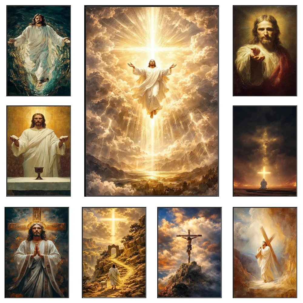 Art mural chrétien, impressions de portraits de Jésus, décoration religieuse pour la maison, peinture sur toile, affiche de Christ Dieu pour la décoration murale de la pièce