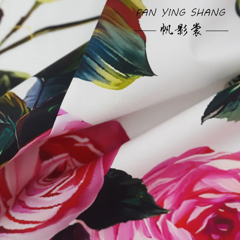 رائجة البيع نسيج القطن الرقمي الوردي الأحمر لفستان قميص تنورة Telas Para Costura Tissus Couture ткан مادة القماش الخياطة #4