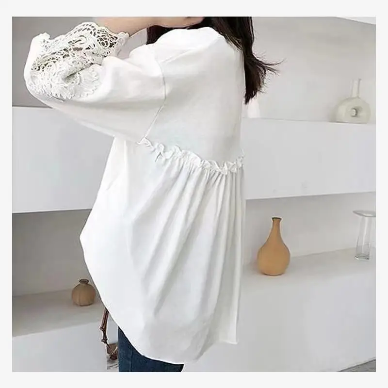 เสื้อคลุมลำลองทรงยาวแบบไม่สมมาตรสำหรับผู้หญิงไซส์ใหญ่ ฤดูใบไม้ผลิ ฤดูใบไม้ร่วง รุ่นใหม่ ทรงหลวม สวมใส่สบาย เหมาะสำหรับเดินทาง ทรงกลม ปิดด้วยกระดุม C...