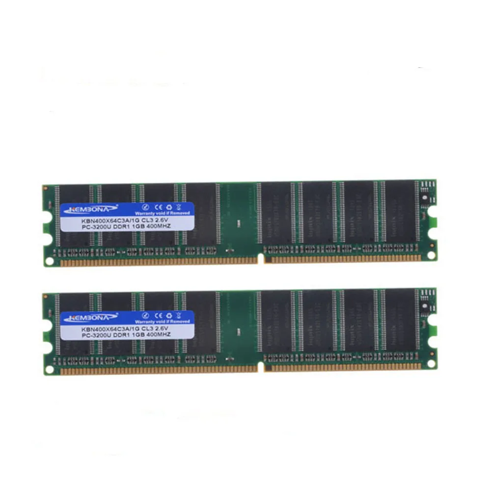KEMBONA best price Desktop ddr1 400Mhz 2GB(kit of 2x1gb ddr1)PC-3200 KBA400X64C3A/1G ram low density for All Motherboard Desktop