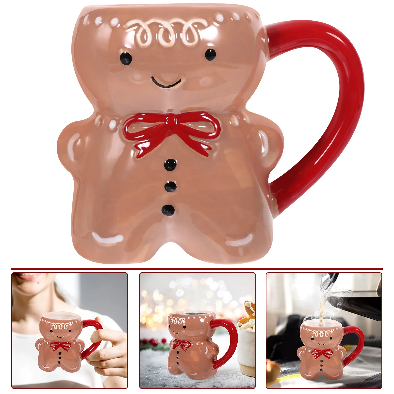 Gingerbread Man Cup Ceramic Tea Mug Porcelain Water Christmas Coffee Chocolate Ceramics Drinking Mugs