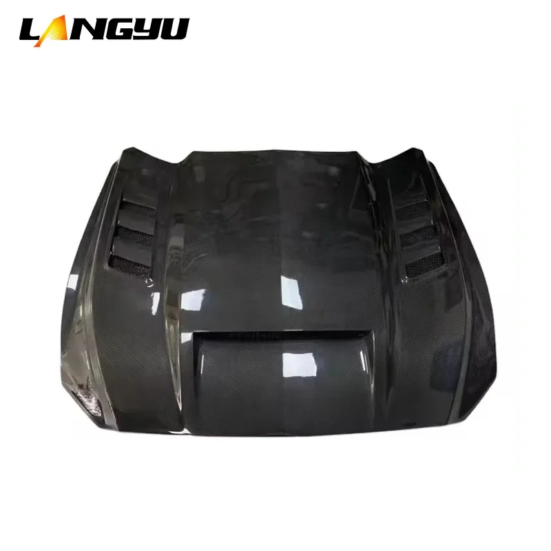 Langyu Car Parts TF Style Carbon Fiber Engine Hood Car Front Bonnet For Ford Mustang Hood 2015-2023