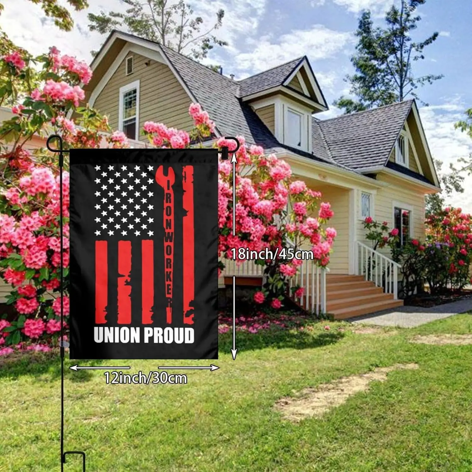 Ironworker Union Proud American Flag Garden Flag Double Sided 12x18 Inch Flag For Home Garden Yard Lawn Patio Farmhouse Deco hhz