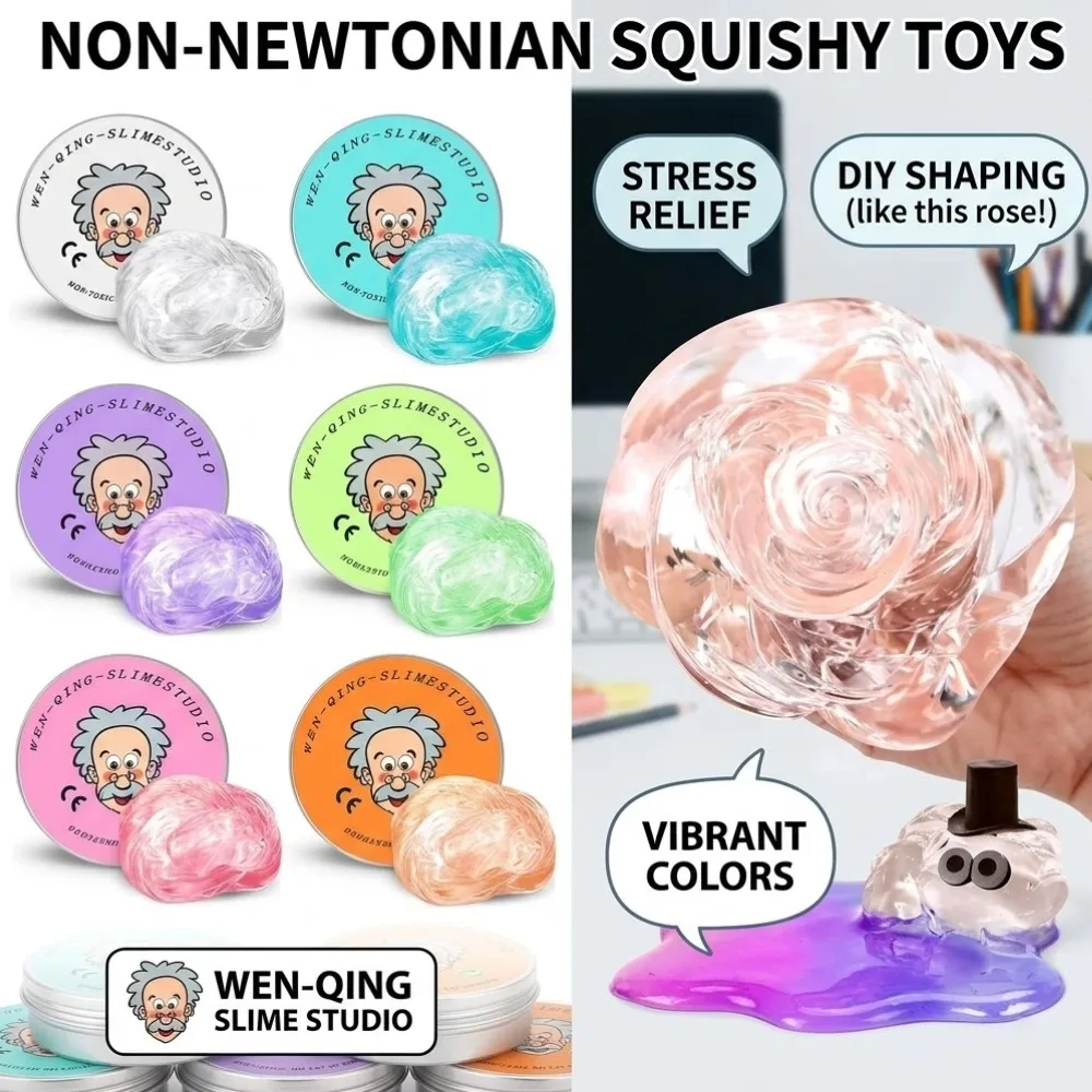 Putty Crystal Clear Glass Best Thinking Smart Crazy Stress Putty with Tin, Non-Newtonian Liquid Decompression Toys