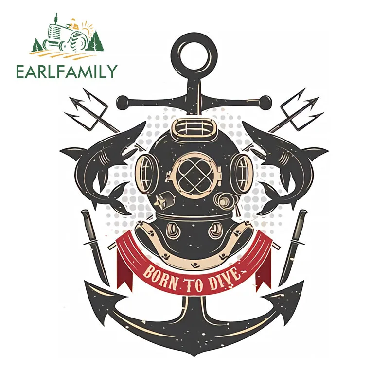 EARLFAMILY Suba Born To Dive Car Stickers And Decals High Quality JDM Decals Occlusion Scratch Simple Scratch-Proof PVC Sign
