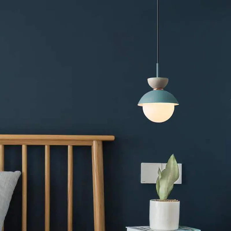 Modern Colorful Macaron Pendant Lamp Indoor Aluminum LED Bedside Hanging Lamp Creative Droplight For Dining Table Kitchen Parlor