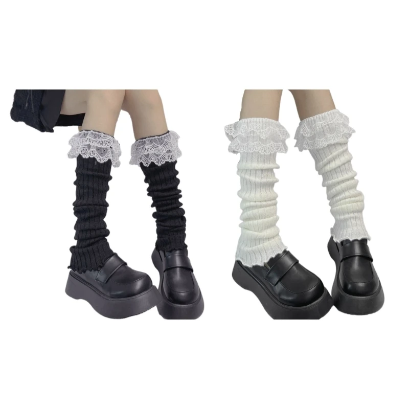 2024 New Ladies Girls Teen 80's Dance Plain Ribbed Leg Warmer Party Black/White