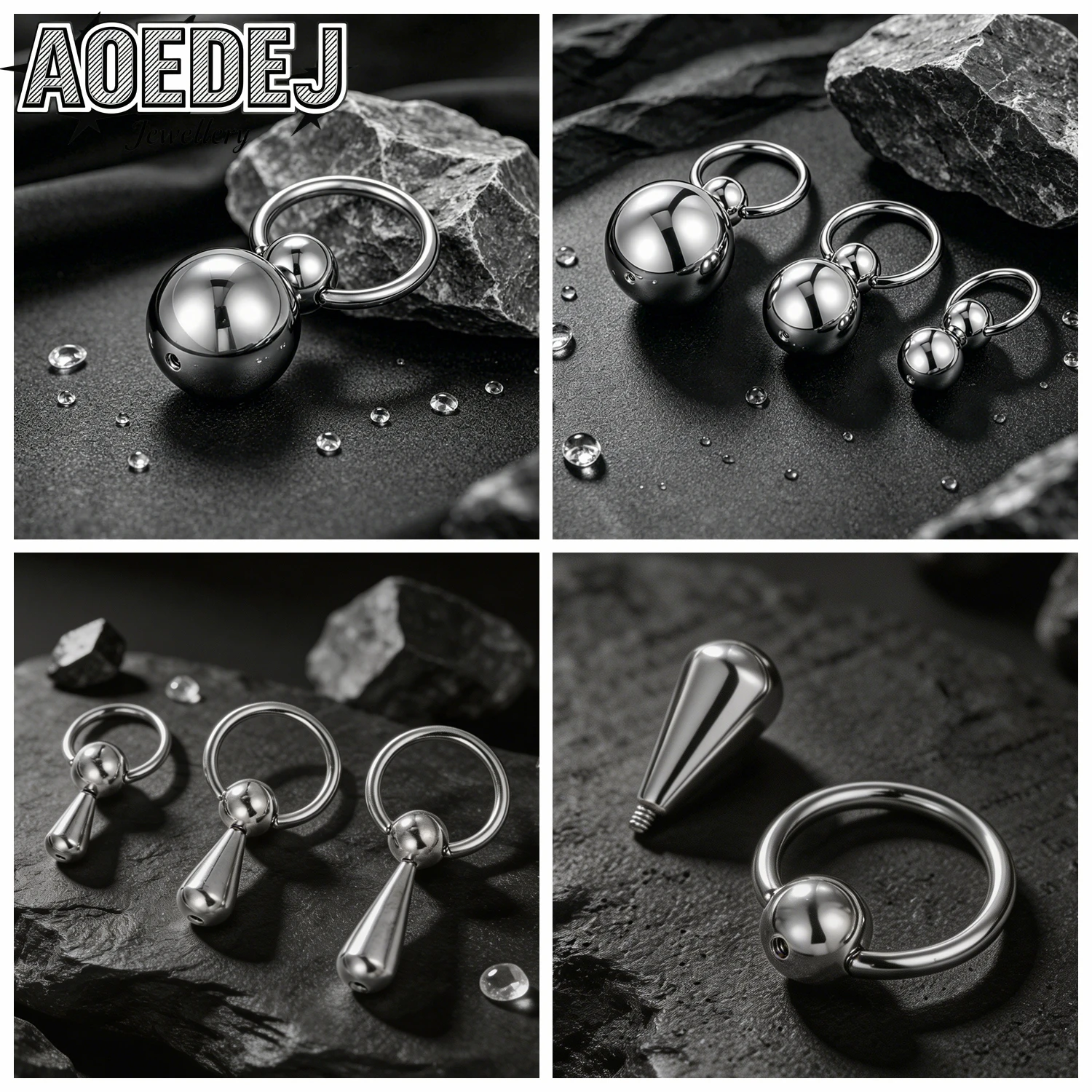 AOEDEJ 14/12G 1-2PCS/Lot Spike Stainless Steel Nipple Rings Men Women Private Ring Pendant Heavy Balls Horseshoe Body Piercings