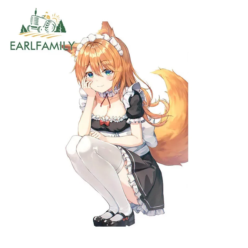 EARLFAMILY الكرتون ريكو Kawaii Nihongo ملصقات السيارات مقاوم للماء دراجة نارية الرؤية الخلفية ملصق مائي مكيف الهواء الفينيل ديكور إبداعي