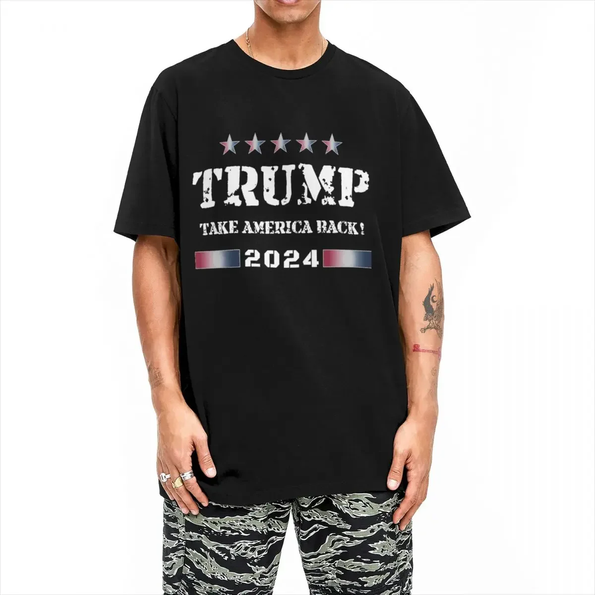 Men T Shirt Donald Trump 2024 T-Shirts Trending Beach Tee Shirt Vintage Loose 100 Cotton Tops Gift Idea