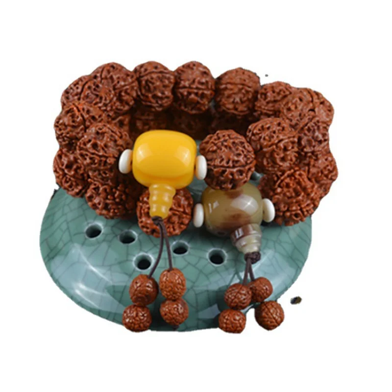 Rudraksha Bracelet Five Faces Beeswax Disk String Rudraksha2.0Nepal Beads Wholesale Men Hand Toy Wholesale