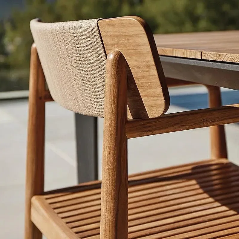 Teak outdoor tables, chairs, courtyards, gardens, hotels, customized solid wood furniture, villas, anti-corrosion combinations