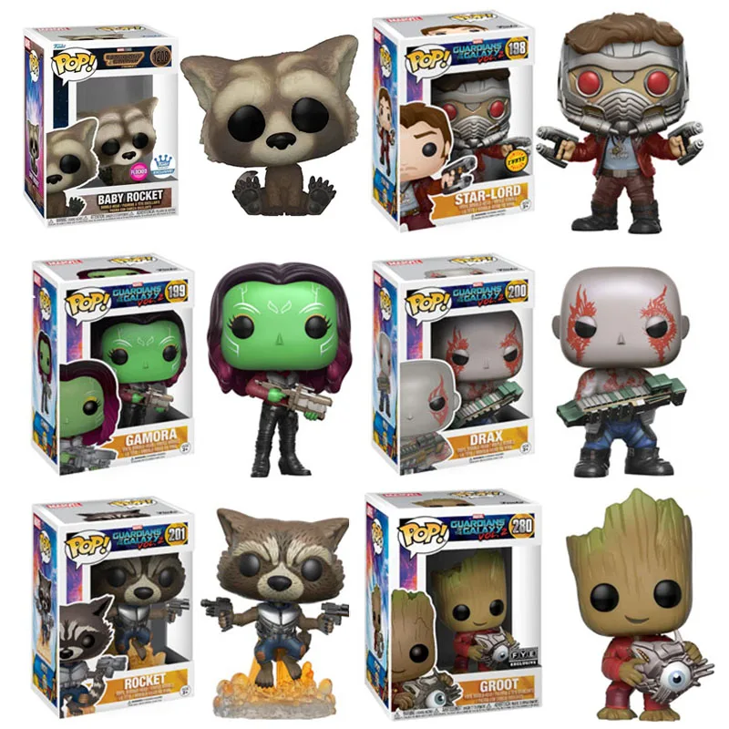 Funko Pop-figuras de acción de Marvel, guardianes de Galaxy, Star Lord 198, Baby Rocket 1208, 1241, Groots 101, 65, 263, 264, 207, 208, 280