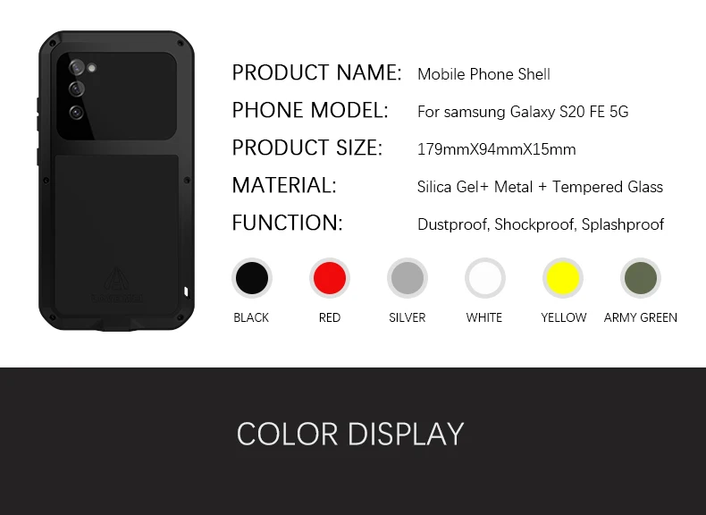 Love Mei Powerful Phone Cases For Samsung Galaxy S23 S22 S21 S20 Fe Plus Note20 Ultra Metal Armor Shock Dirt Proof Water Case