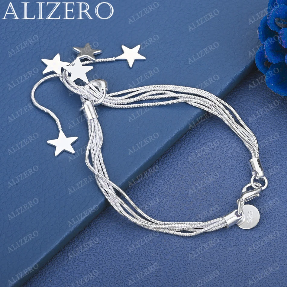 

ALIZERO 925 Sterling Silver Removable Star Tassel Bracelets For Women Anniversary Gift Popular Wild Fashion party