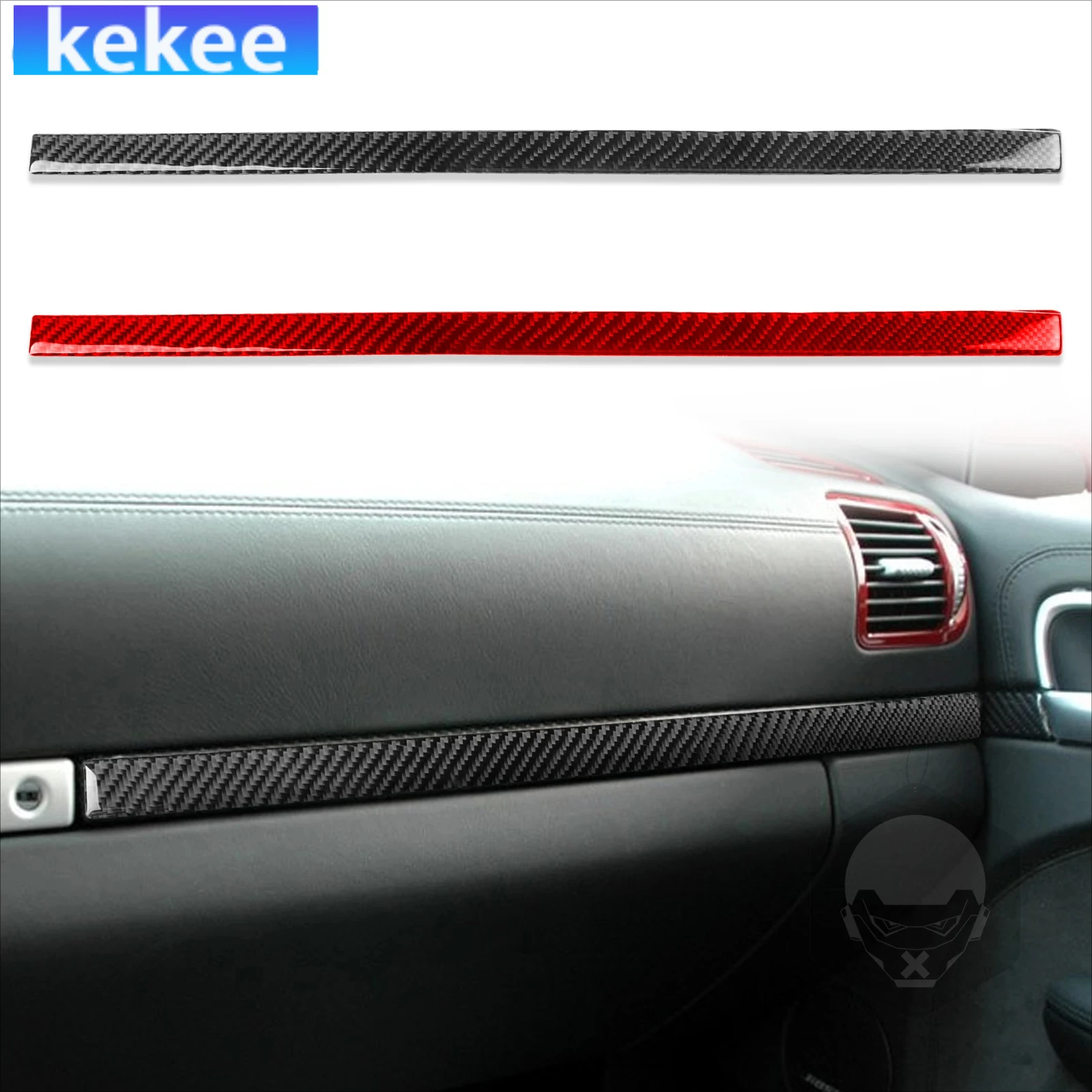 

For Porsche Cayenne S GTS Turbo 2003-2010 Carbon Fiber Co-pilot Dashboard Decorative Strips Interior Stickers Car Accessories