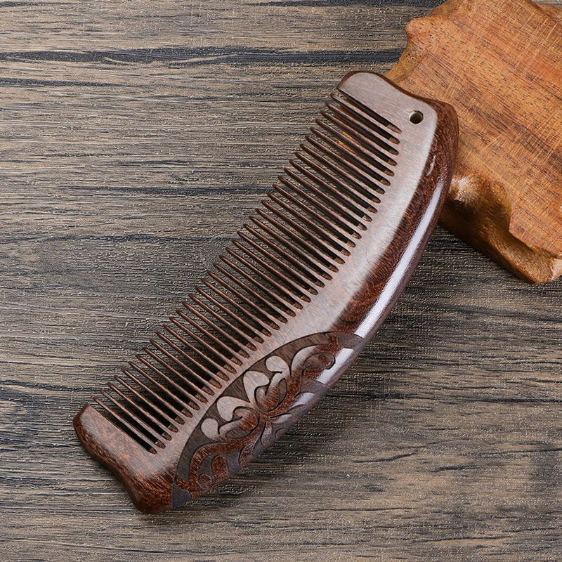 

Unisex Sandalwood Comb Women Men Home Travel Wood Anti-Static Fine-Tooth Comb Wooden Handles Hair Comb