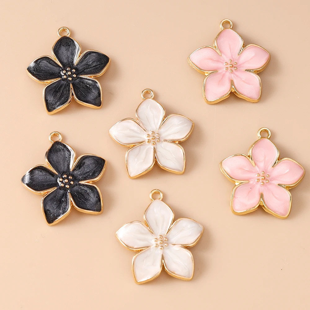Leslie 10 Stück 25 x 27 mm hübsche bunte Blumen-Charms für baumelnde Ohrringe, Armbänder, Halsketten, Anhänger, DIY handgefertigte Schmuckherstellung – Detail 2