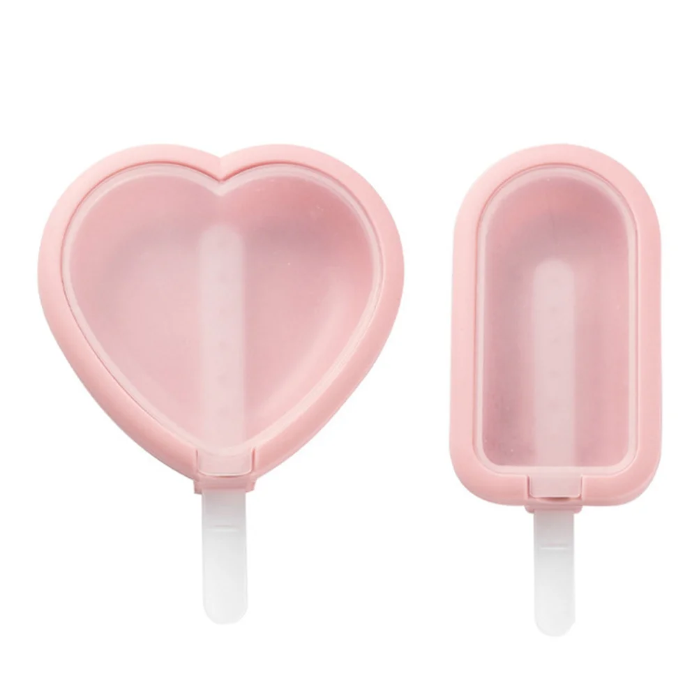 

6Pcs Reusable Silicone Ice Cream Mold Kids Popsicle Maker DIY Treat Tools Heart Semiellipse Shape Multi Color