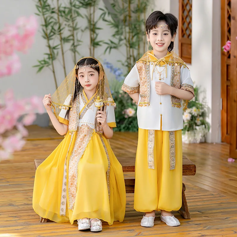 

Girl's dress Western ethnic style Islamic princess dress 2025 new style men's and women's children's Central Asian region set