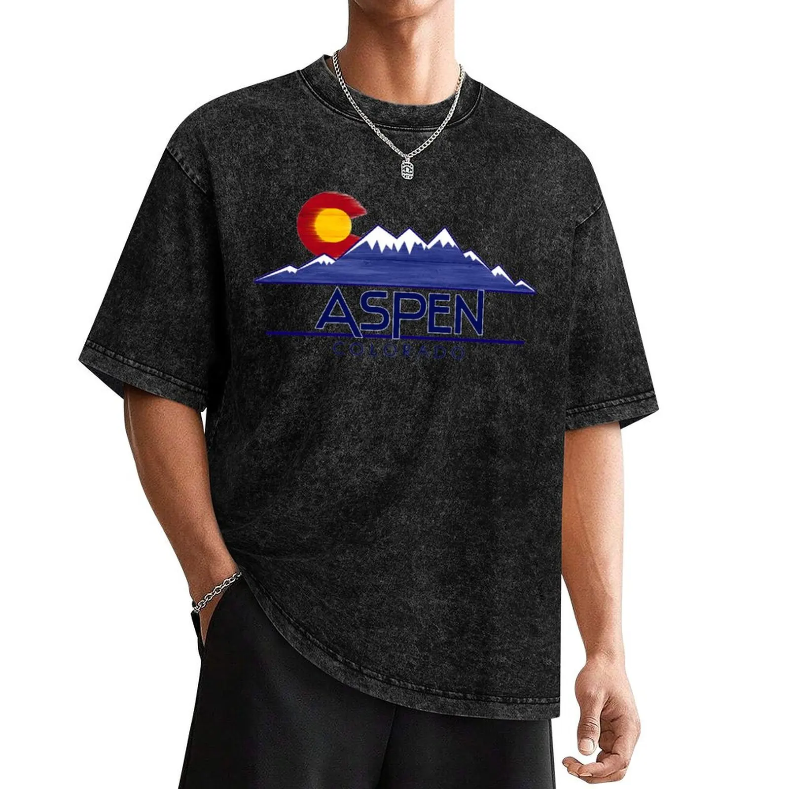 Aspen Colorado wood mountains T-Shirt man t shirt sublime clothing for men