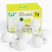GY E27 LED Light Bulb 6.5W 1050 Lumens, 75W Halogen Replacement, Non-dimmable, Class C