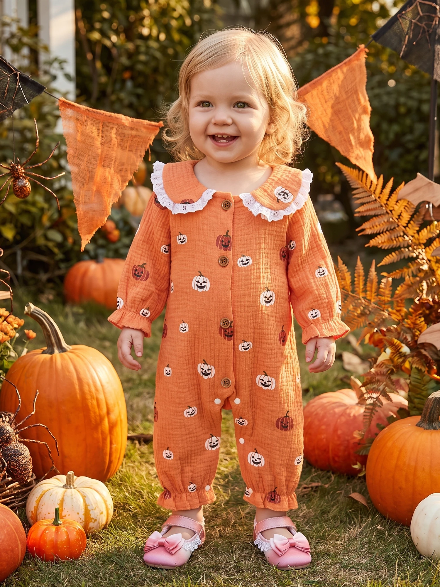 Sleeve Halloween Romper Long Halloween Romper Long Collar Pumpkin Romper-Long Sleeve Doll Latest Baby Girls Halloween