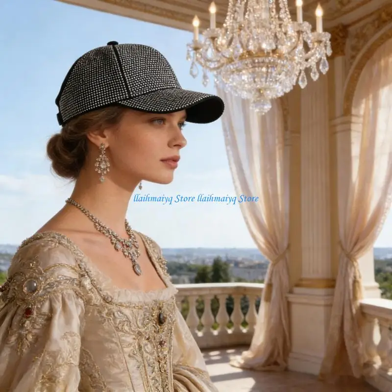 573B Ventilated Open Top Baseball Cap Sun Cap With Luxurious Rhinestones Athletic For Adults Children Outdoor Lovers