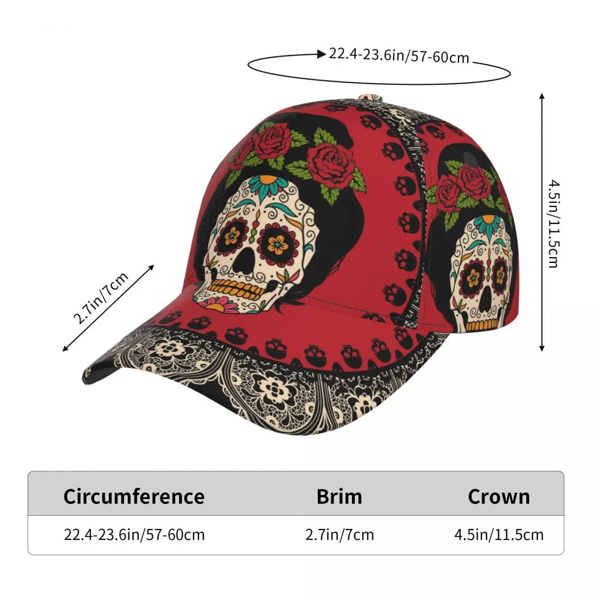 Frame With Mexican Skull Girl Outdoor Sport Caps Baseball Hat Men Women Visor Cap Baseball Cap Street Hip Hop Caps