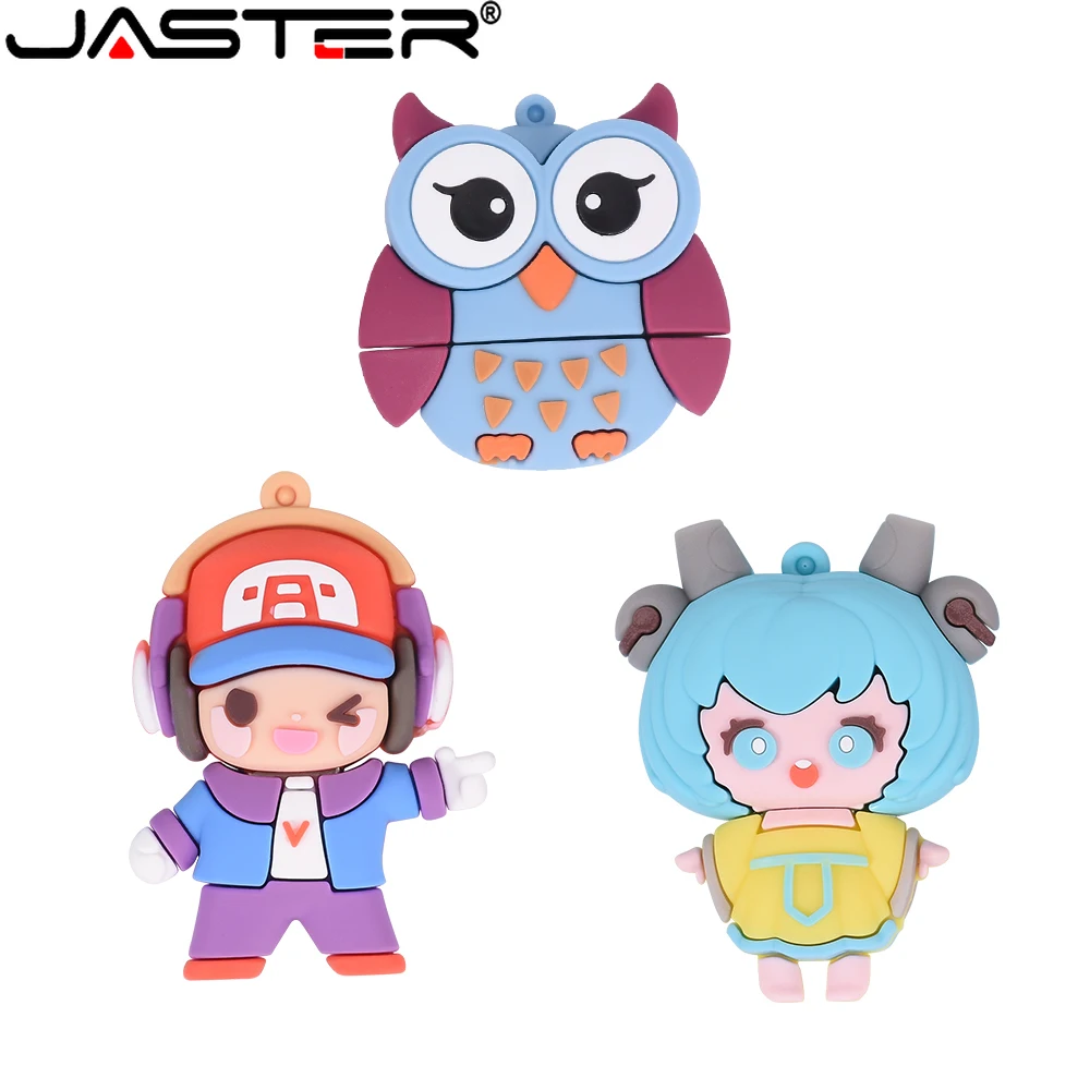 JASTER New Cartoon Flash Drive 64GB Cute Baby Real Capacity USB 2.0 32GB Owl Pendrive 16GB 8GB Memory Stick Gifts for Children